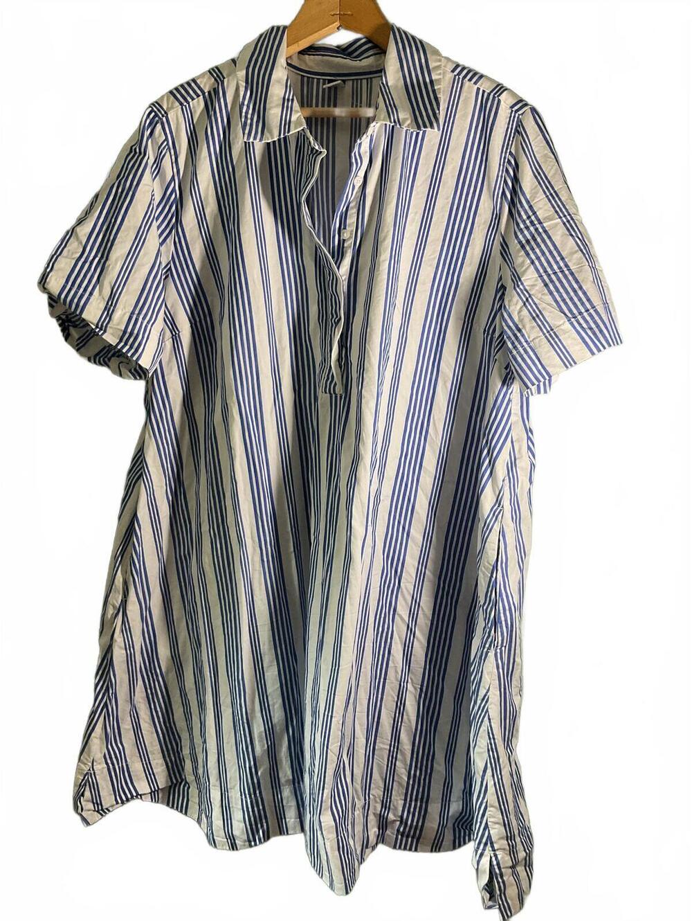 OldNavy Nautical Casual Blue and White Striped Shirt Dress Large